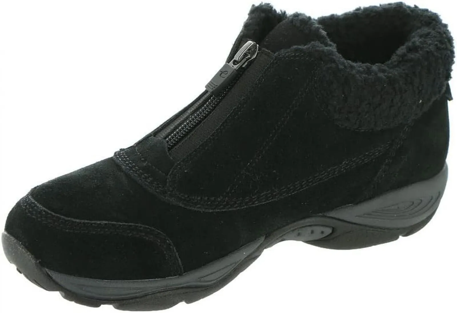 Easy Spirit Women's Exclaim Fuzzy Ankle Boot SEEXCLAIM Black Suede 9M