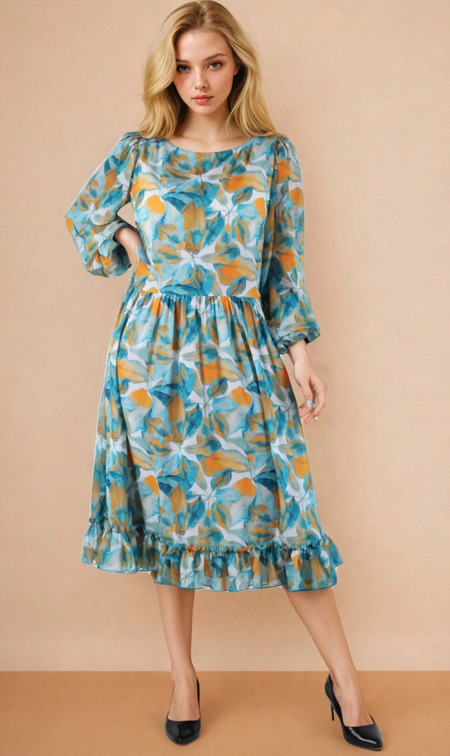 Erin Floral Printed Flare Dress