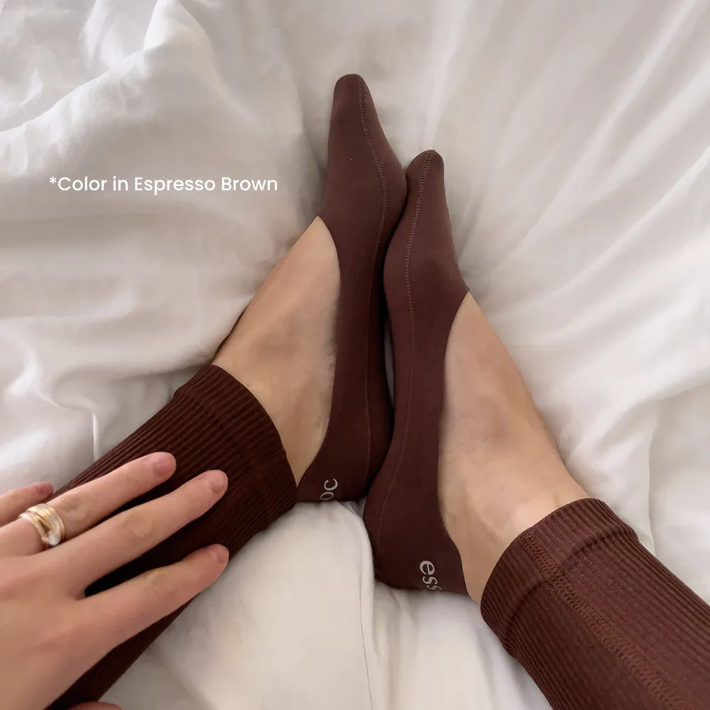 Espresso Brown Cotton No Show Socks 5-Pack