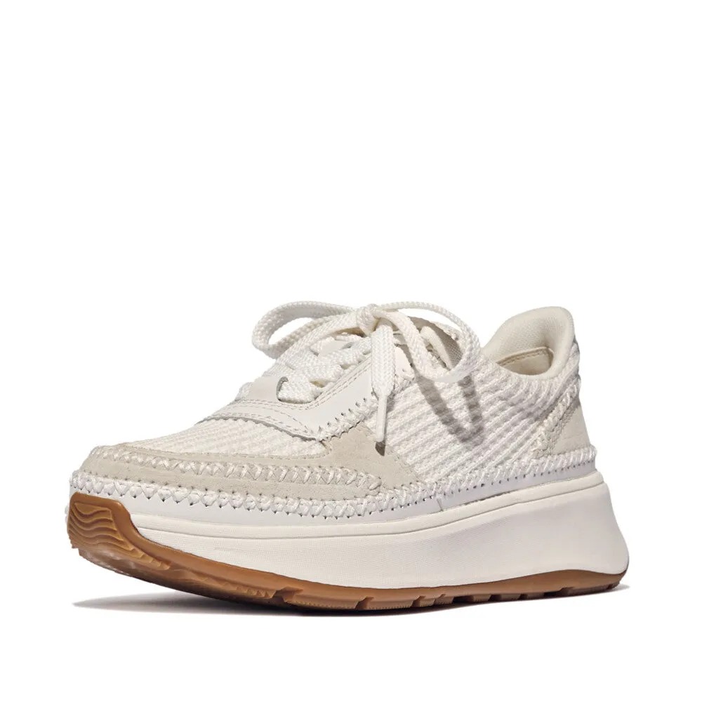 F-MODE Cross-Stitch Knit/Suede/Leather Flatform Trainers