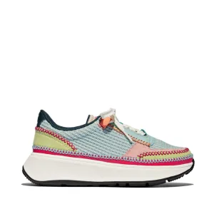 F-MODE Cross-Stitch Knit/Suede/Leather Flatform Trainers