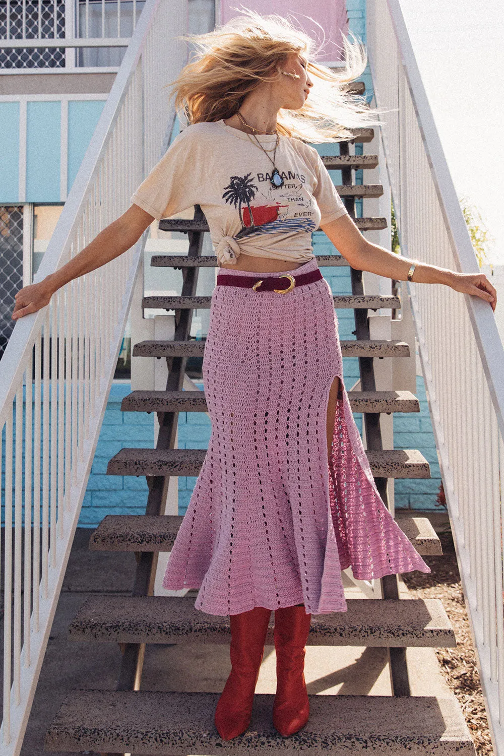 Feels Like Love Crochet Skirt - Orchid
