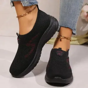 Female  Mesh Women's Vulcanize Shoes Outdoor Women Sneakers Mixed Color Round Toe Low Heel Slip on Ladies Casual Shoes