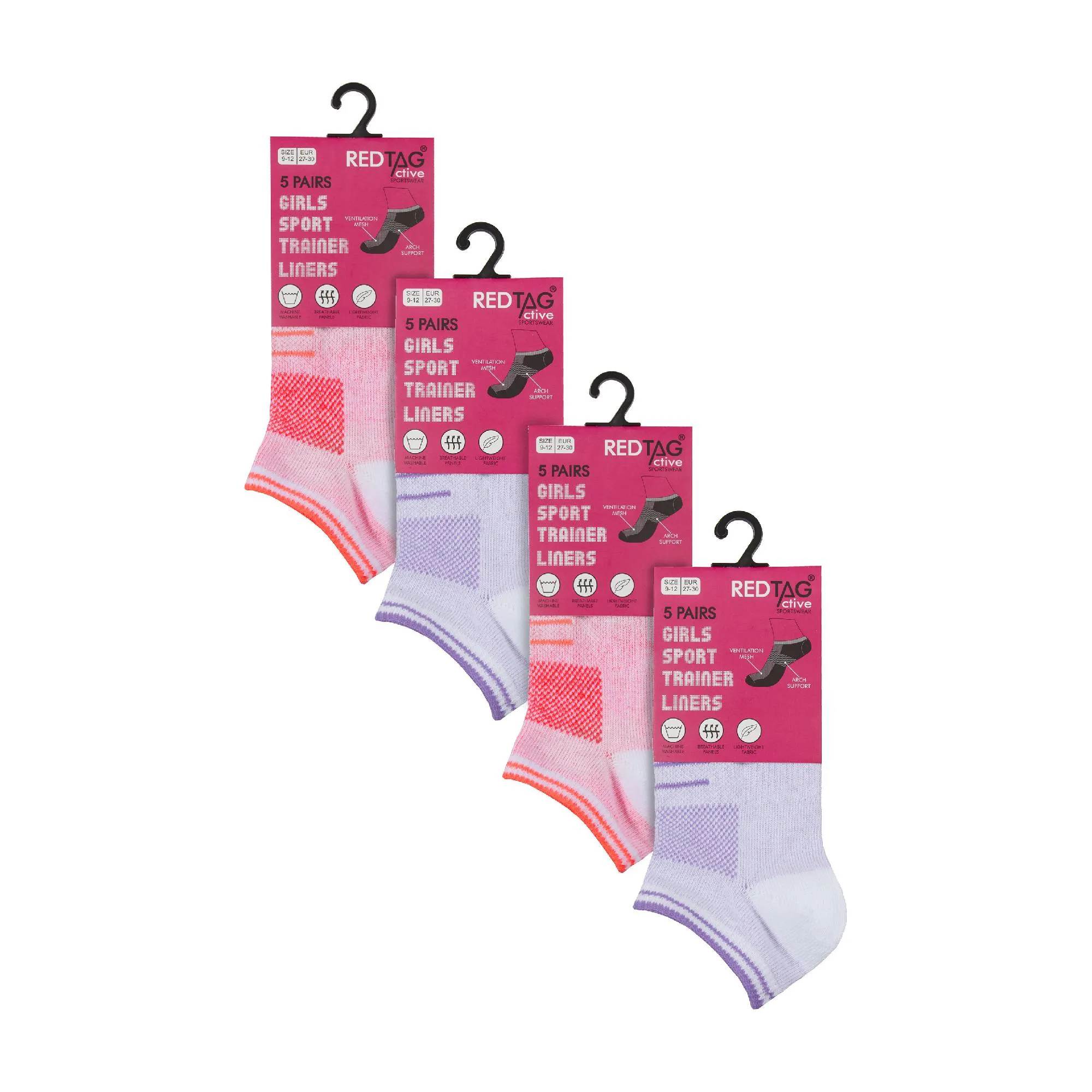 Girls Mesh Insert Low Cut Trainer Socks (Multipack Options)