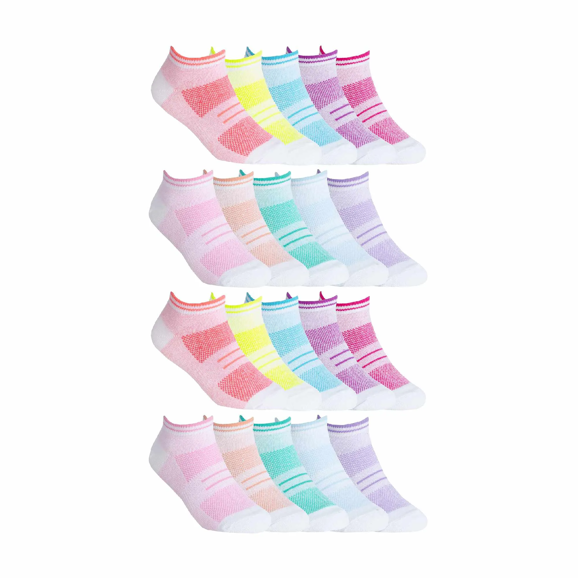 Girls Mesh Insert Low Cut Trainer Socks (Multipack Options)