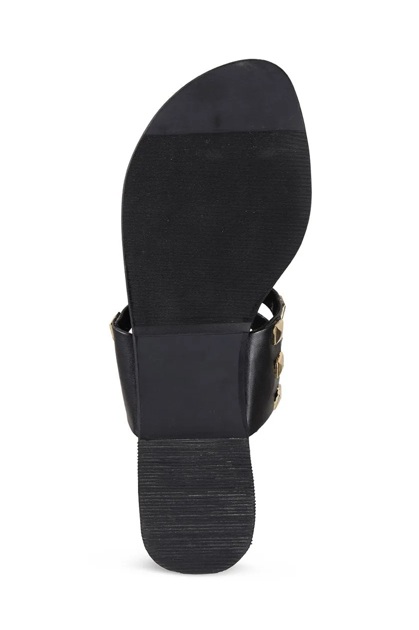 Gold hardware Flats Black