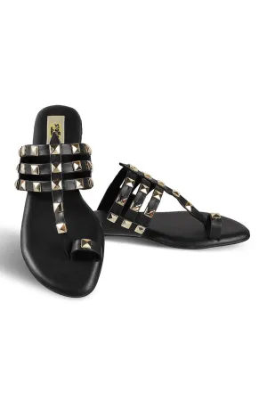 Gold hardware Flats Black