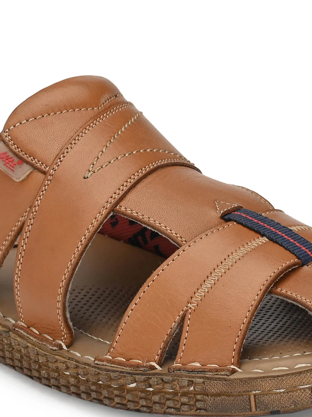Hitz Men's Tan Leather Indoor Outdoor Slippers