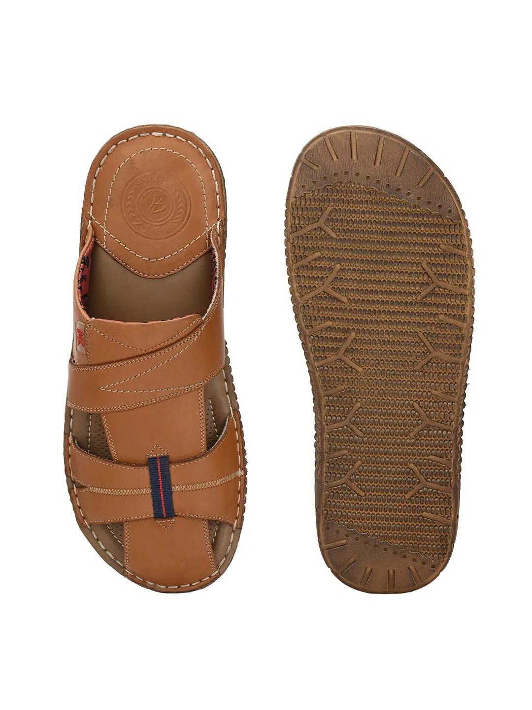 Hitz Men's Tan Leather Indoor Outdoor Slippers