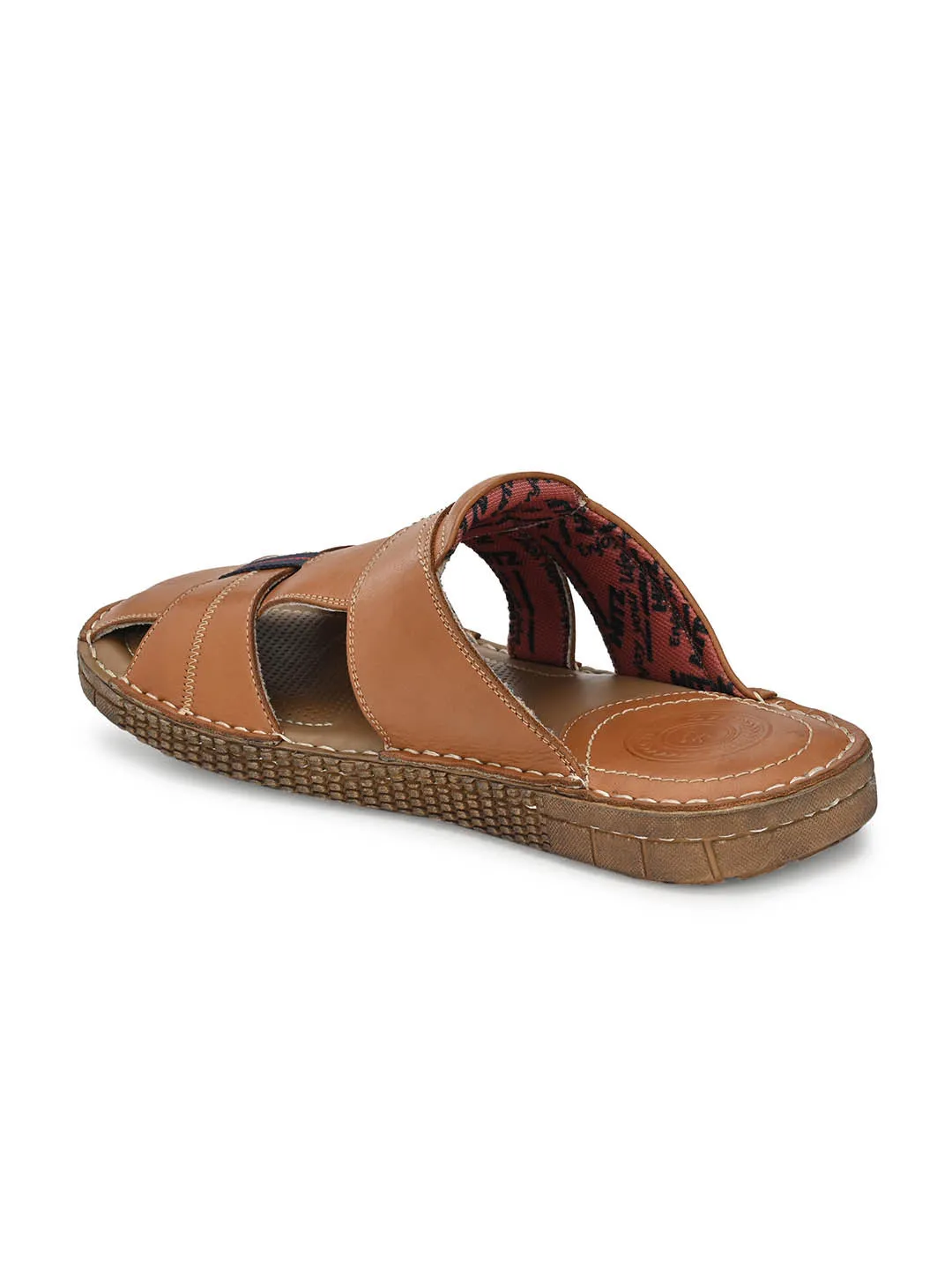 Hitz Men's Tan Leather Indoor Outdoor Slippers