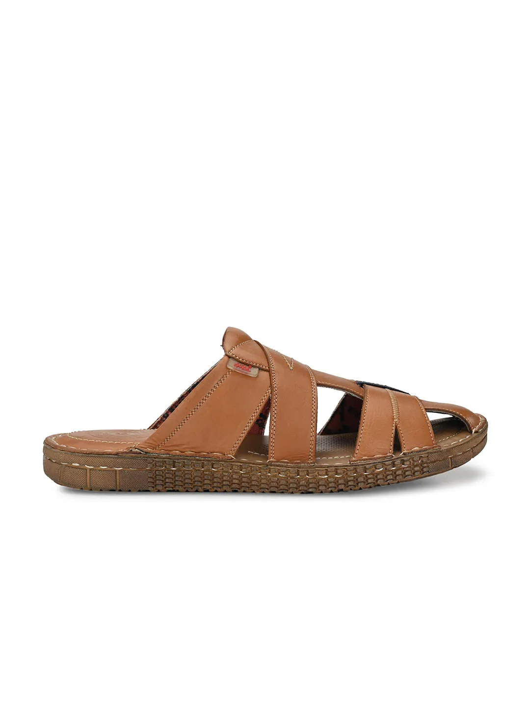 Hitz Men's Tan Leather Indoor Outdoor Slippers