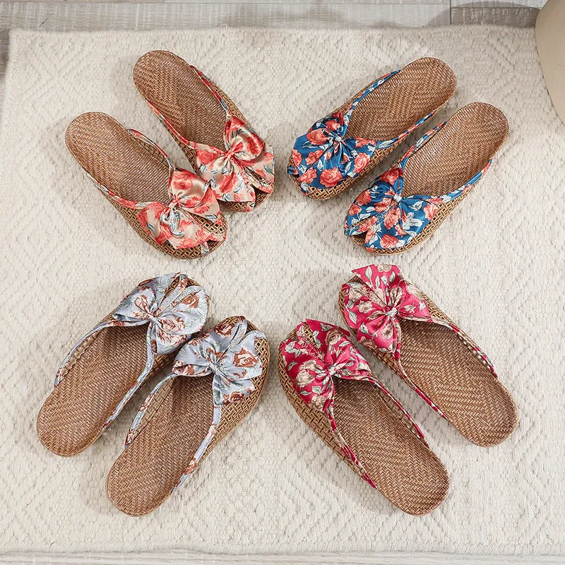 Home Breathable Indoor Rattan Slippers For Women