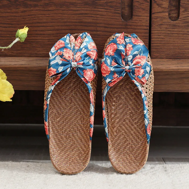 Home Breathable Indoor Rattan Slippers For Women