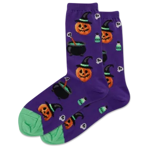 HOTSOX Women's Witch Pumpkin Crew Socks