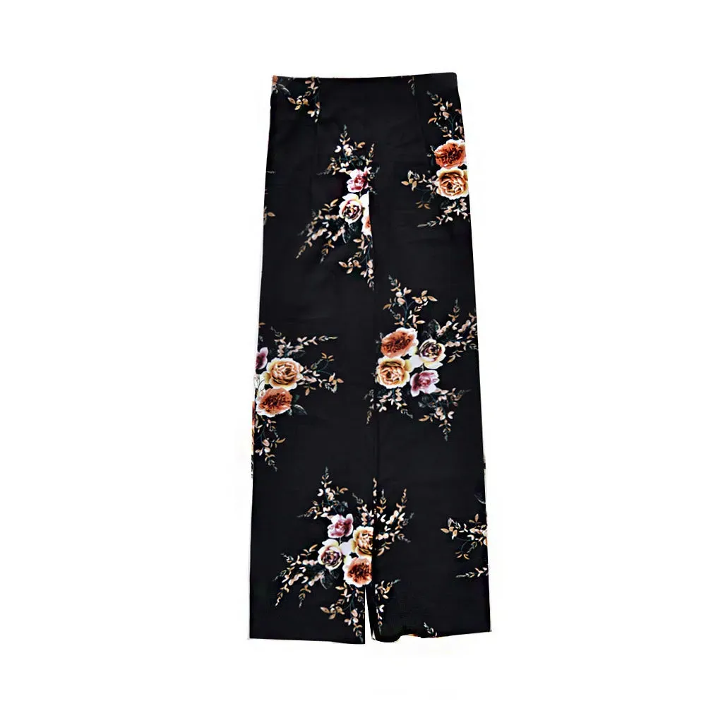 Isla High-Waisted Wide Leg Floral Split-Leg Pants