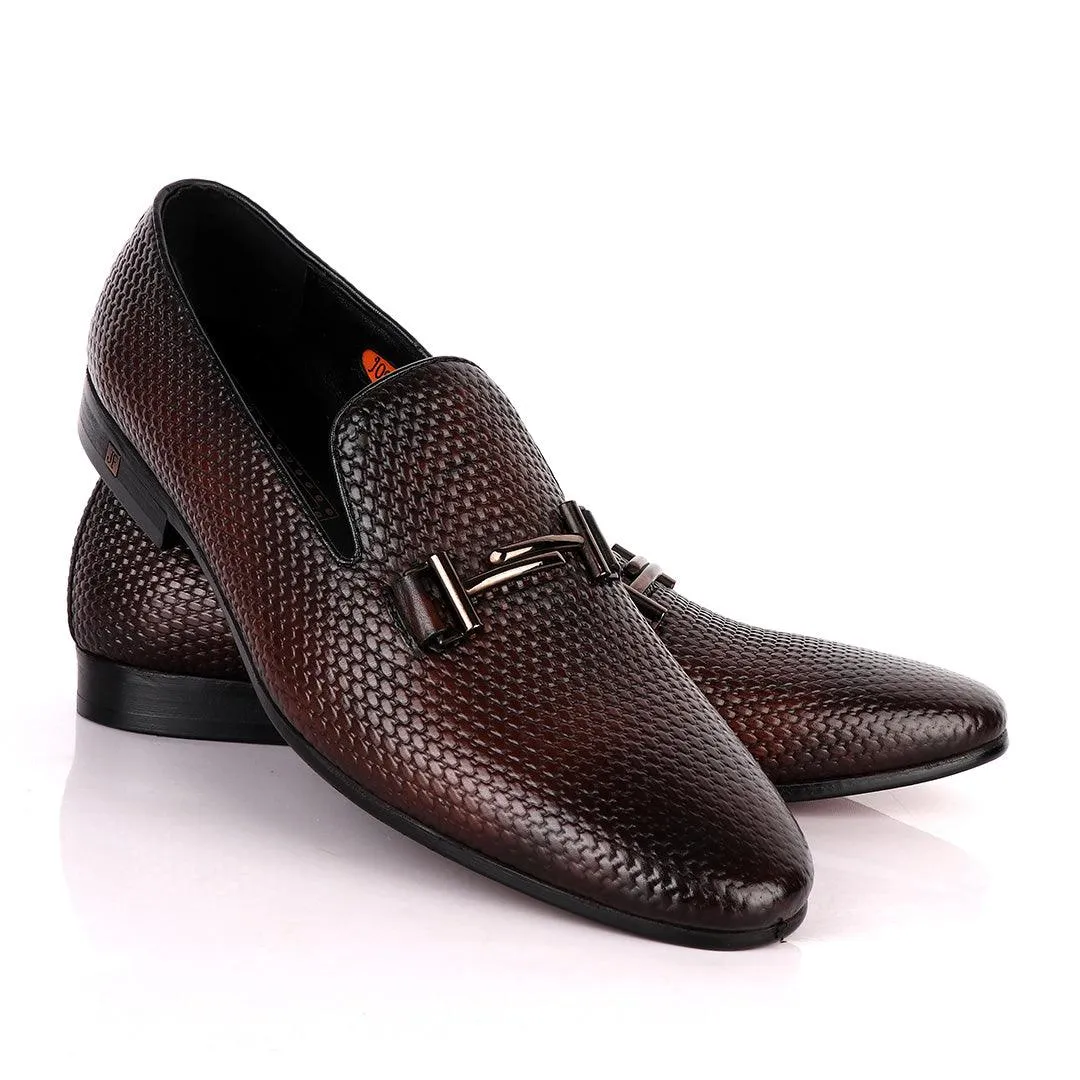 John Foster Classic Coffee Basket Mode Leather Formal Shoe