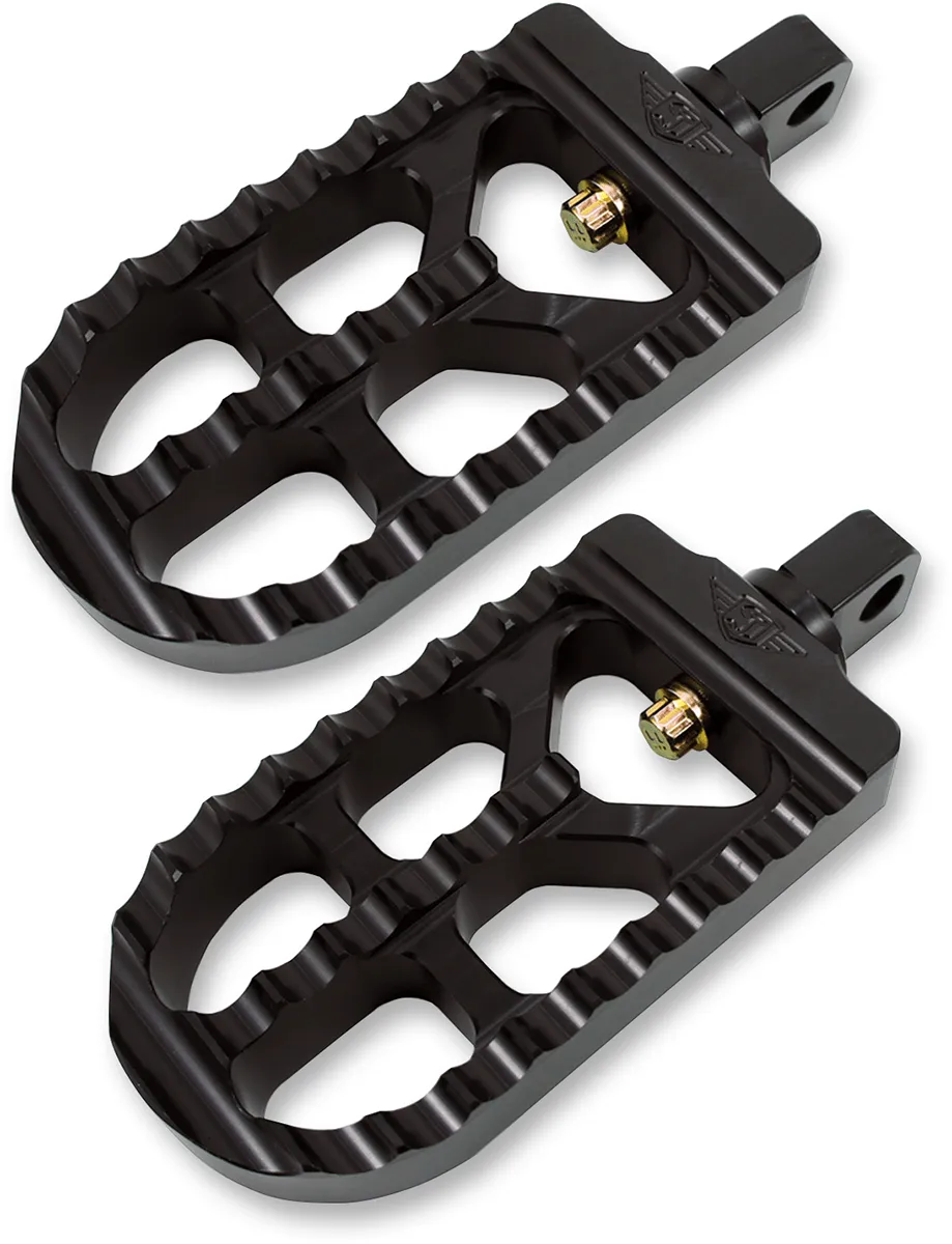 Joker Machine 08-57-3B Adjustable Serrated Short Footpegs - 3 5/16in. Long x 2 1/2in. Wide x 1in. Thick - Black Anodized