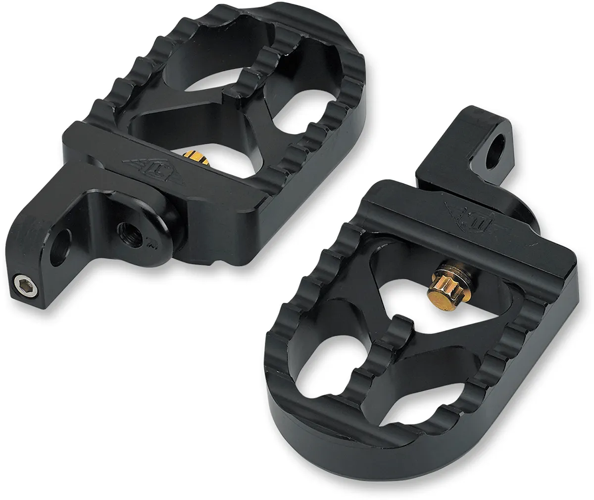 Joker Machine 08-57-3B Adjustable Serrated Short Footpegs - 3 5/16in. Long x 2 1/2in. Wide x 1in. Thick - Black Anodized