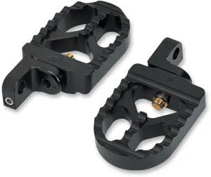 Joker Machine 08-57-3B Adjustable Serrated Short Footpegs - 3 5/16in. Long x 2 1/2in. Wide x 1in. Thick - Black Anodized