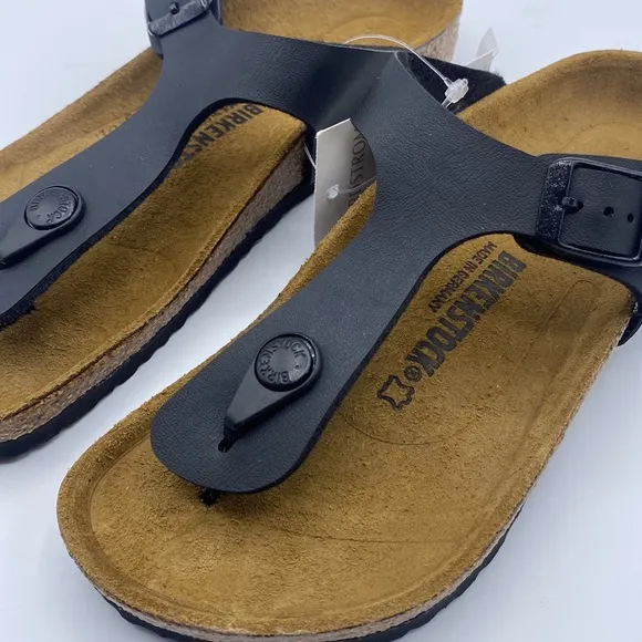 KIDS - Birkenstock Kids Gizeh Birko-Flor Black Thong Sandals‎