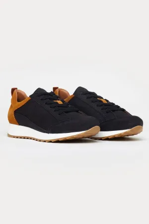 King’s Cross Leather Trainers in Navy/Brown