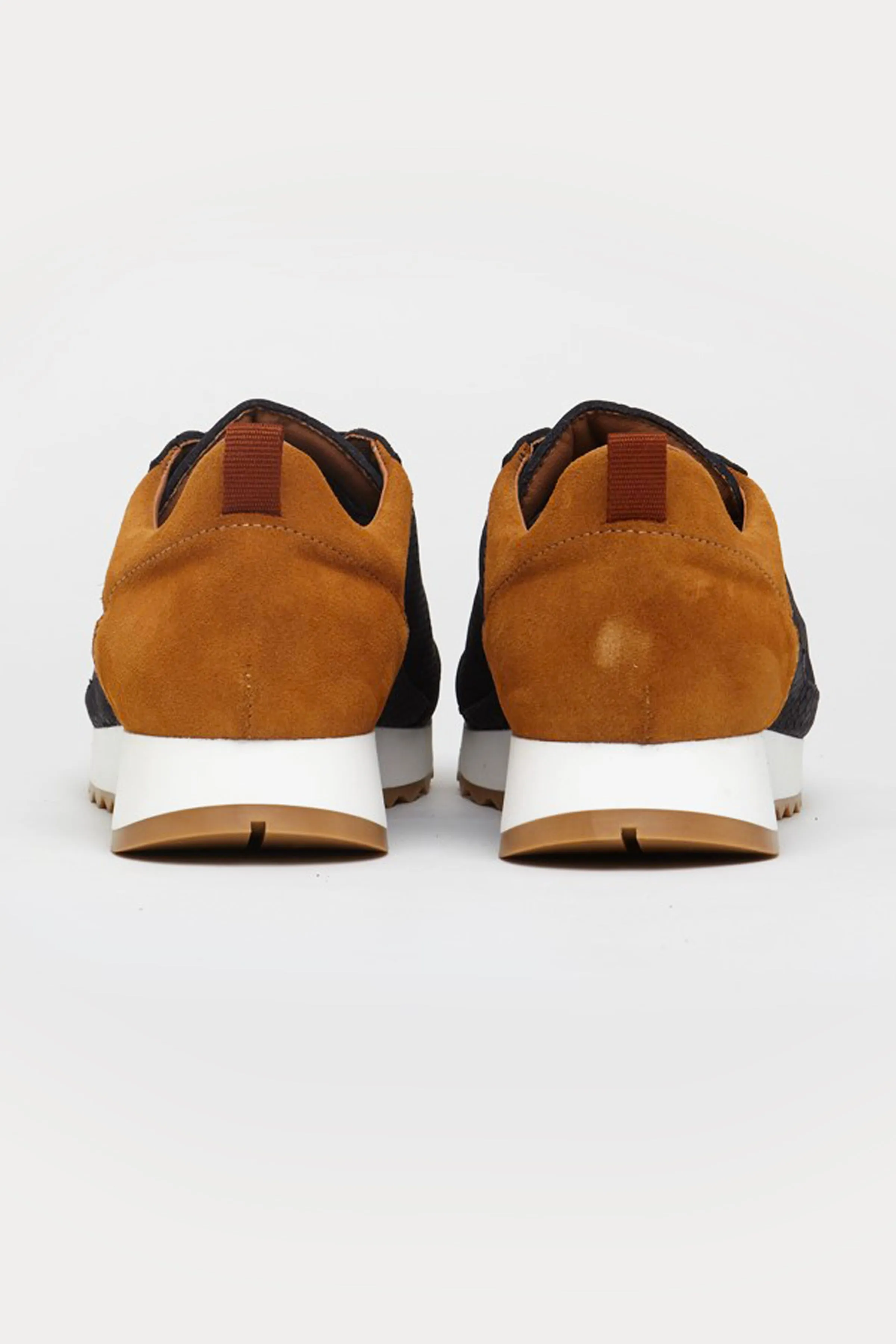King’s Cross Leather Trainers in Navy/Brown