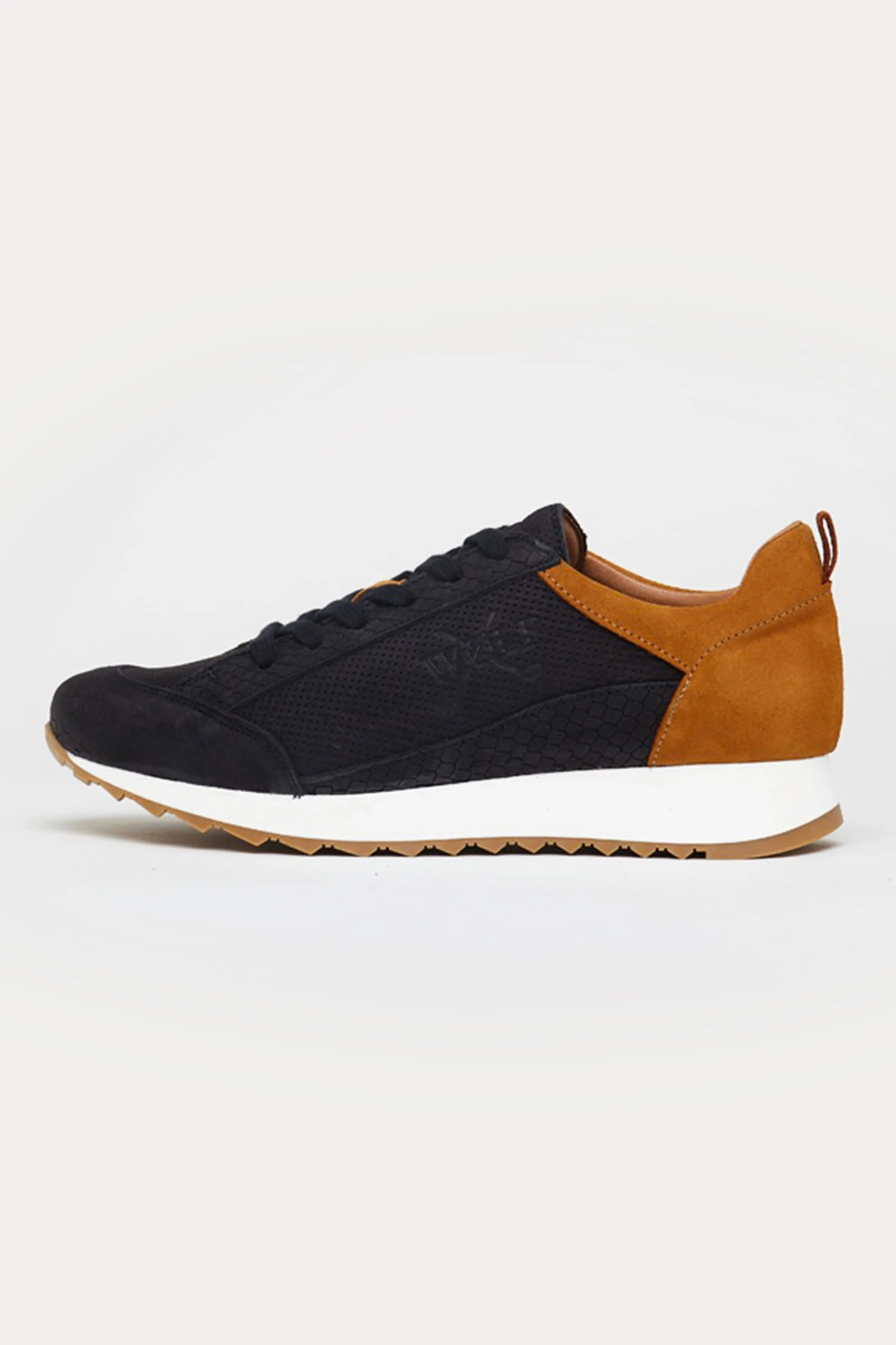 King’s Cross Leather Trainers in Navy/Brown