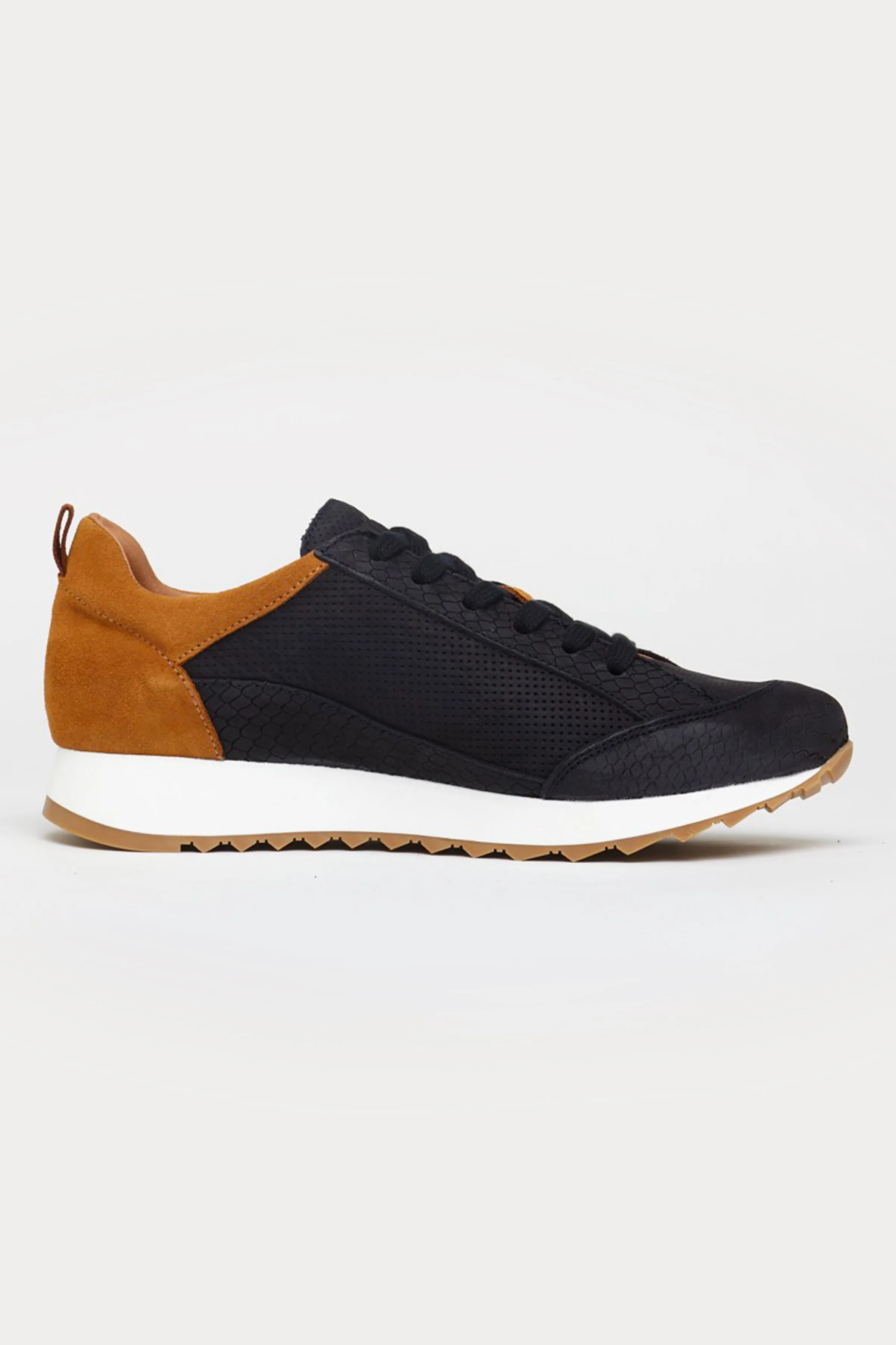 King’s Cross Leather Trainers in Navy/Brown