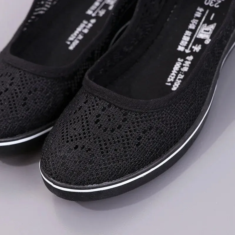 Lace Hollow Breathable Little White Shoes - Flat Mid Wedge Heel Women's Summer Beauty Sneakers