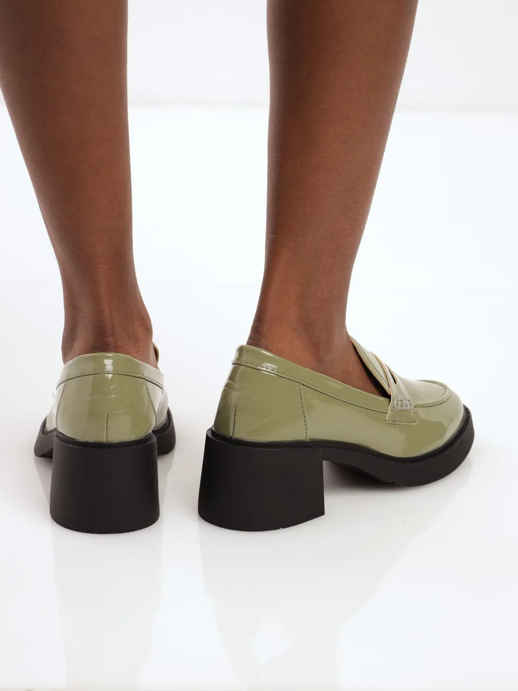 Ladies Classic Loafer Chunky Shoe - Fatigue