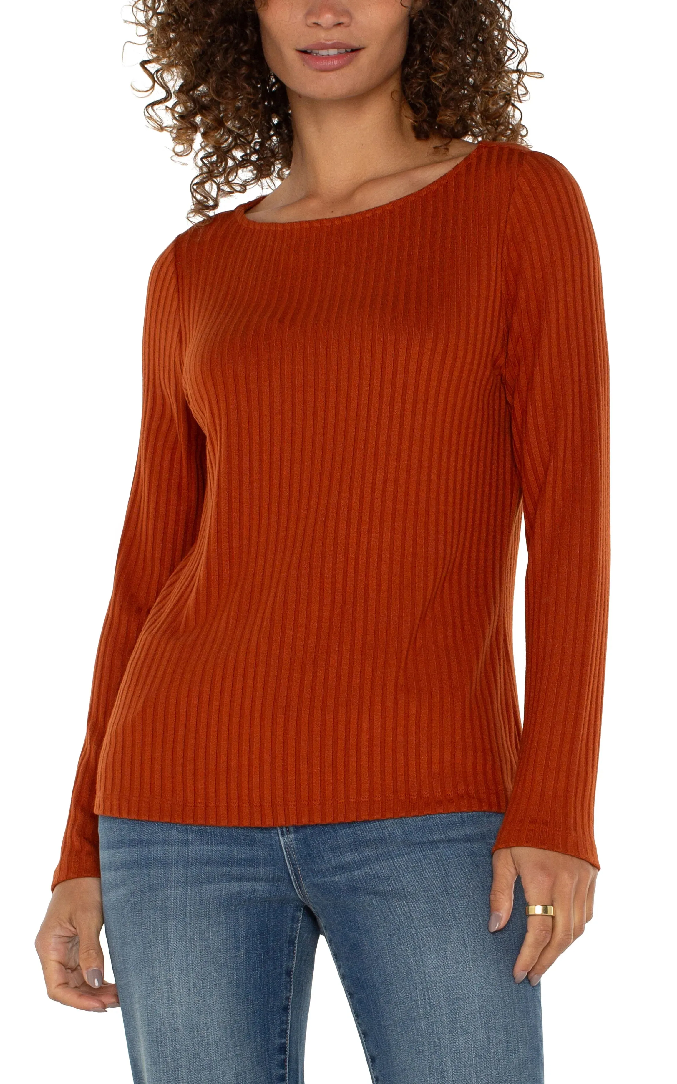 Long Sleeve Boat Neck Top