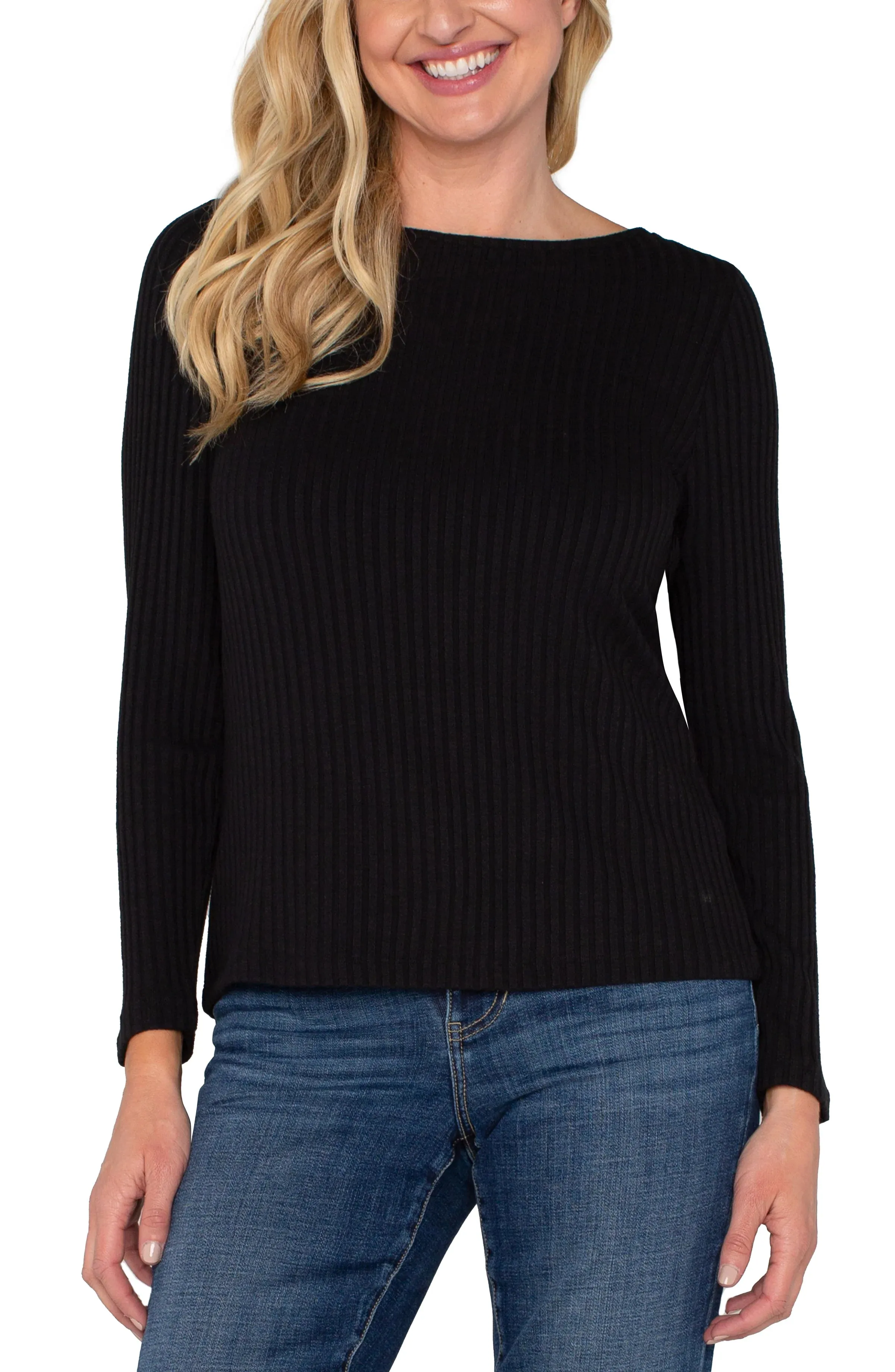 Long Sleeve Boat Neck Top