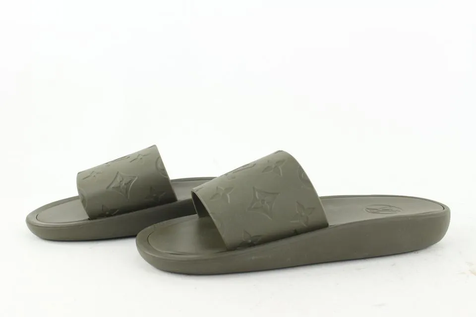 Louis Vuitton Khaki Green 37 Sunbath Flat Mule Sandal 25lvs624