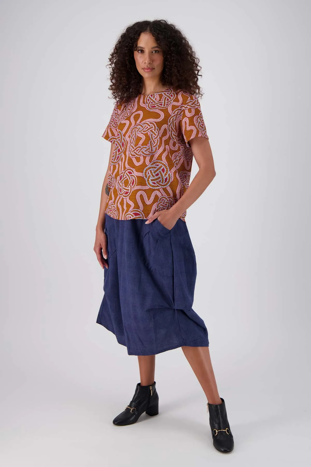 Loveknots Top Caramel in Seersucker