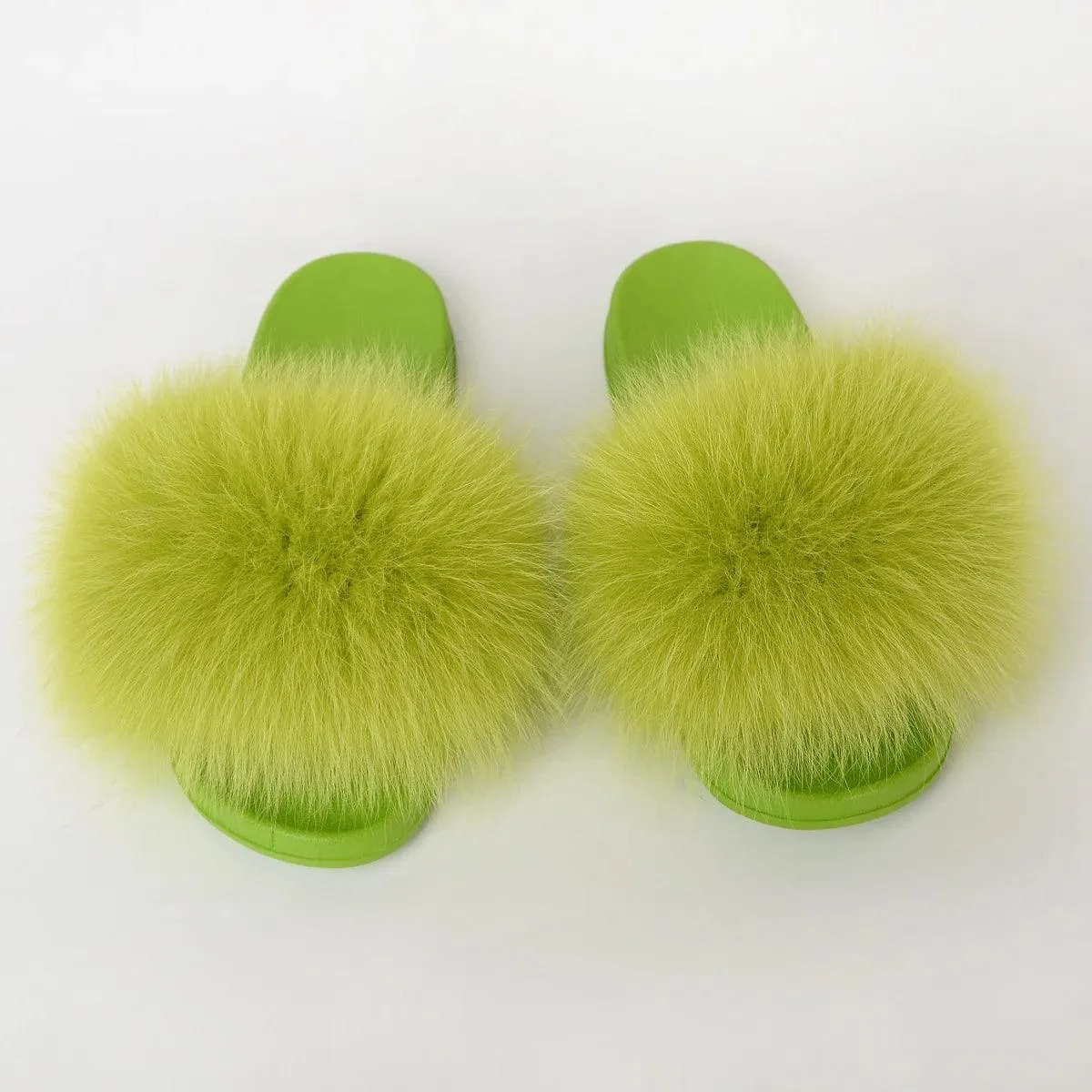 Luxurious Real Fur Slippers – Fluffy House Shoes & Summer Fur Slides for Women, Stylish Flat Furry Sandals