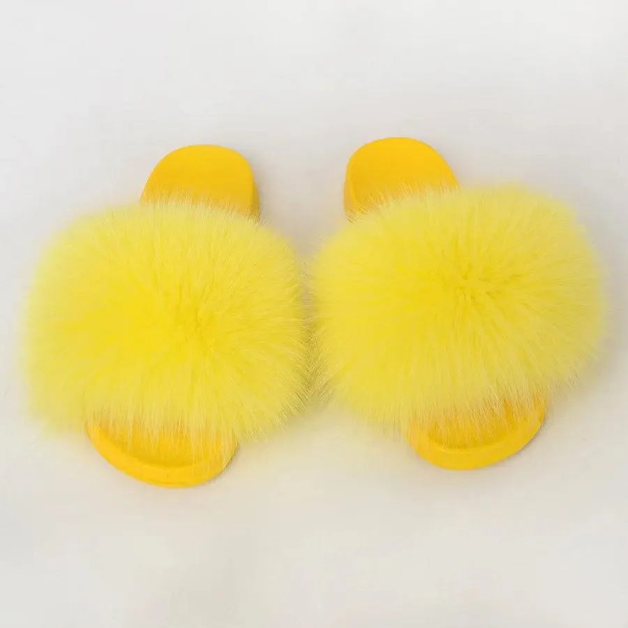 Luxurious Real Fur Slippers – Fluffy House Shoes & Summer Fur Slides for Women, Stylish Flat Furry Sandals