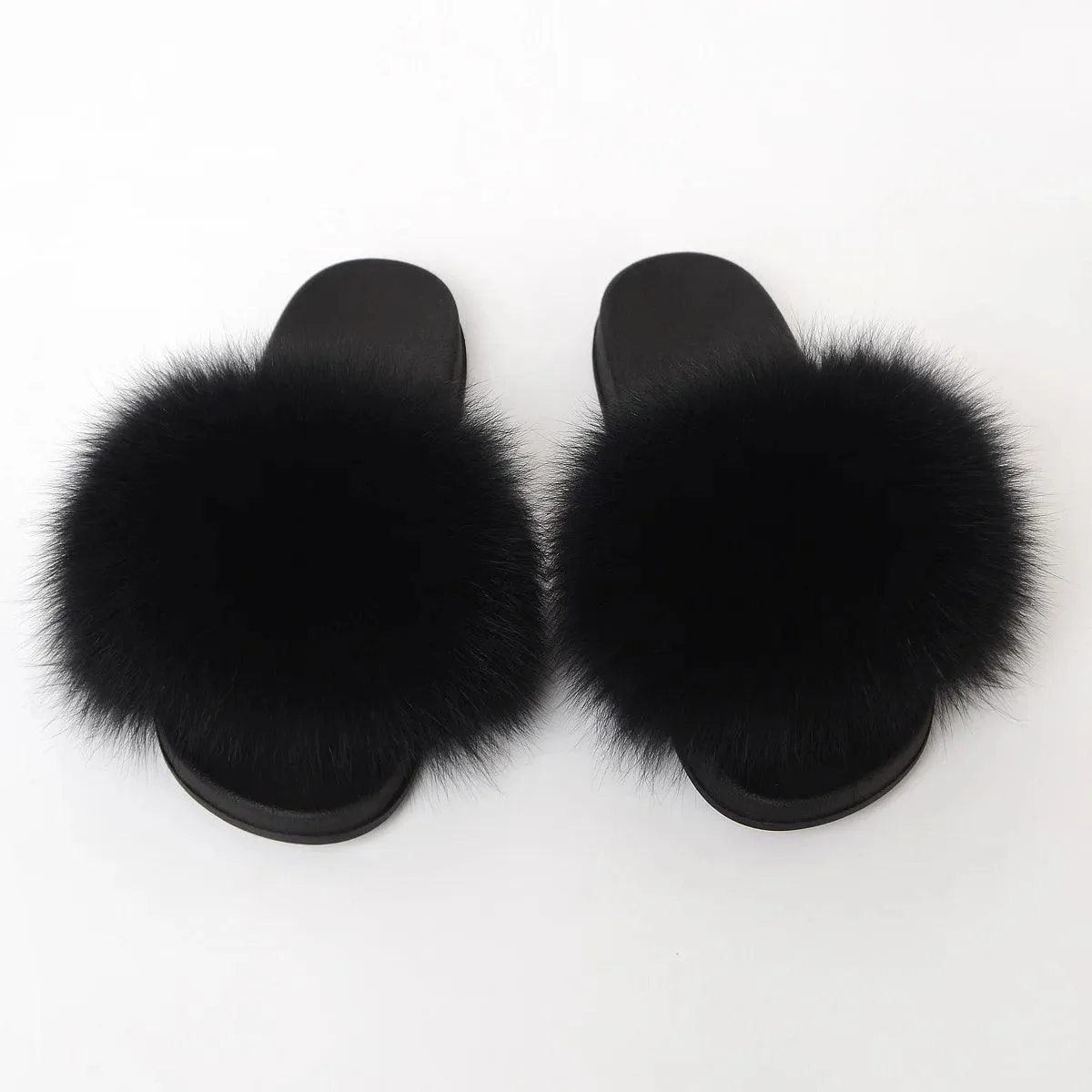 Luxurious Real Fur Slippers – Fluffy House Shoes & Summer Fur Slides for Women, Stylish Flat Furry Sandals