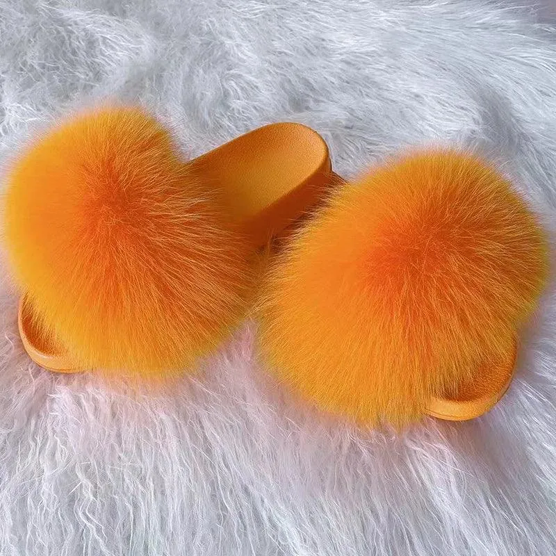 Luxurious Real Fur Slippers – Fluffy House Shoes & Summer Fur Slides for Women, Stylish Flat Furry Sandals