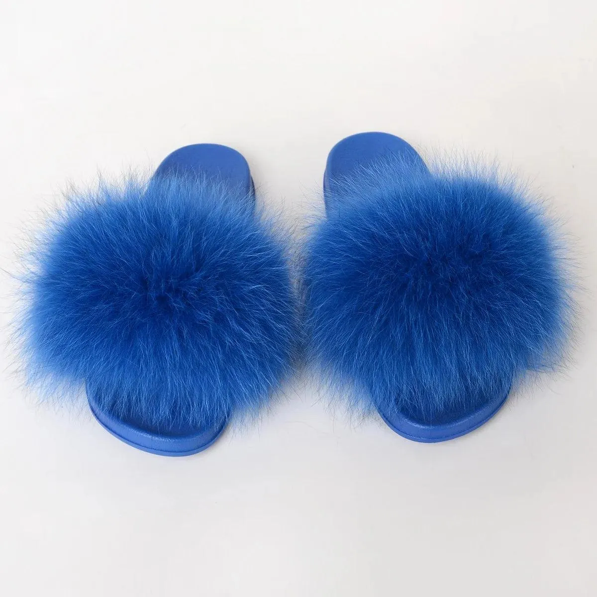 Luxurious Real Fur Slippers – Fluffy House Shoes & Summer Fur Slides for Women, Stylish Flat Furry Sandals