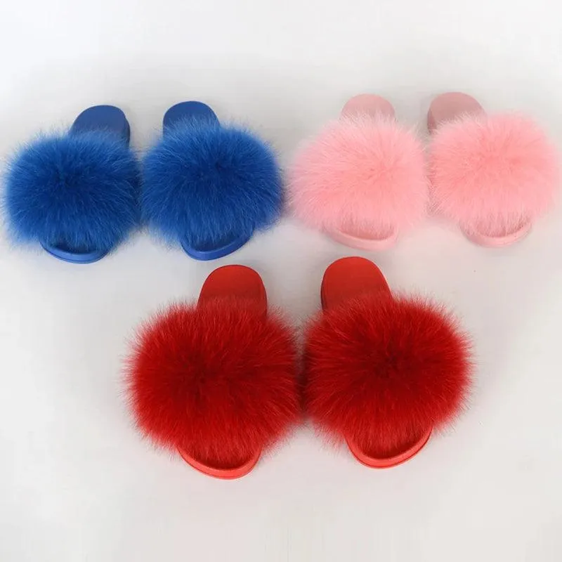Luxurious Real Fur Slippers – Fluffy House Shoes & Summer Fur Slides for Women, Stylish Flat Furry Sandals