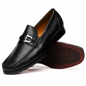 Marco Di Milano Enzo Black Lizard Bit Loafers