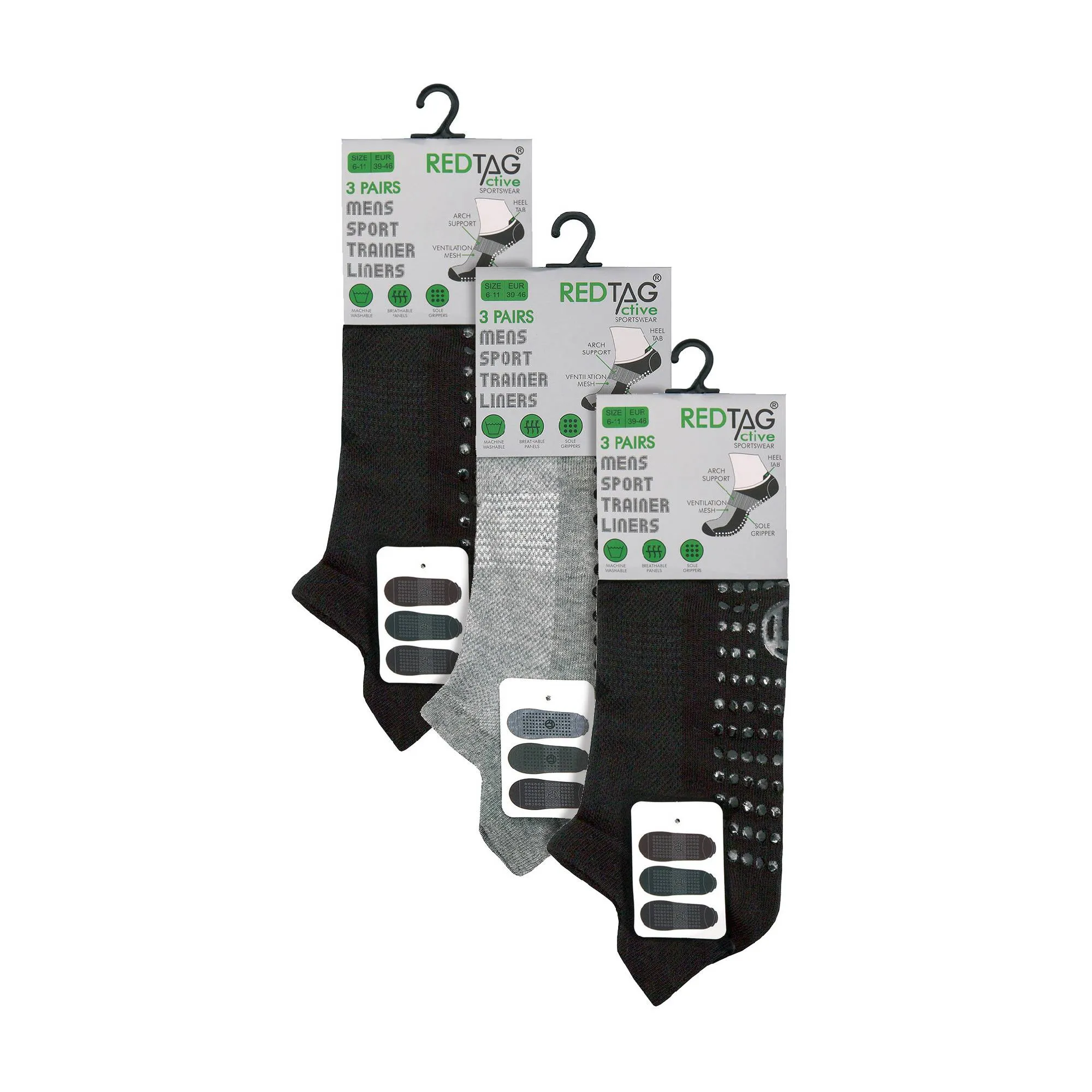 Mens Low Cut Trainer Gym Socks with Grips (Multipack Options)