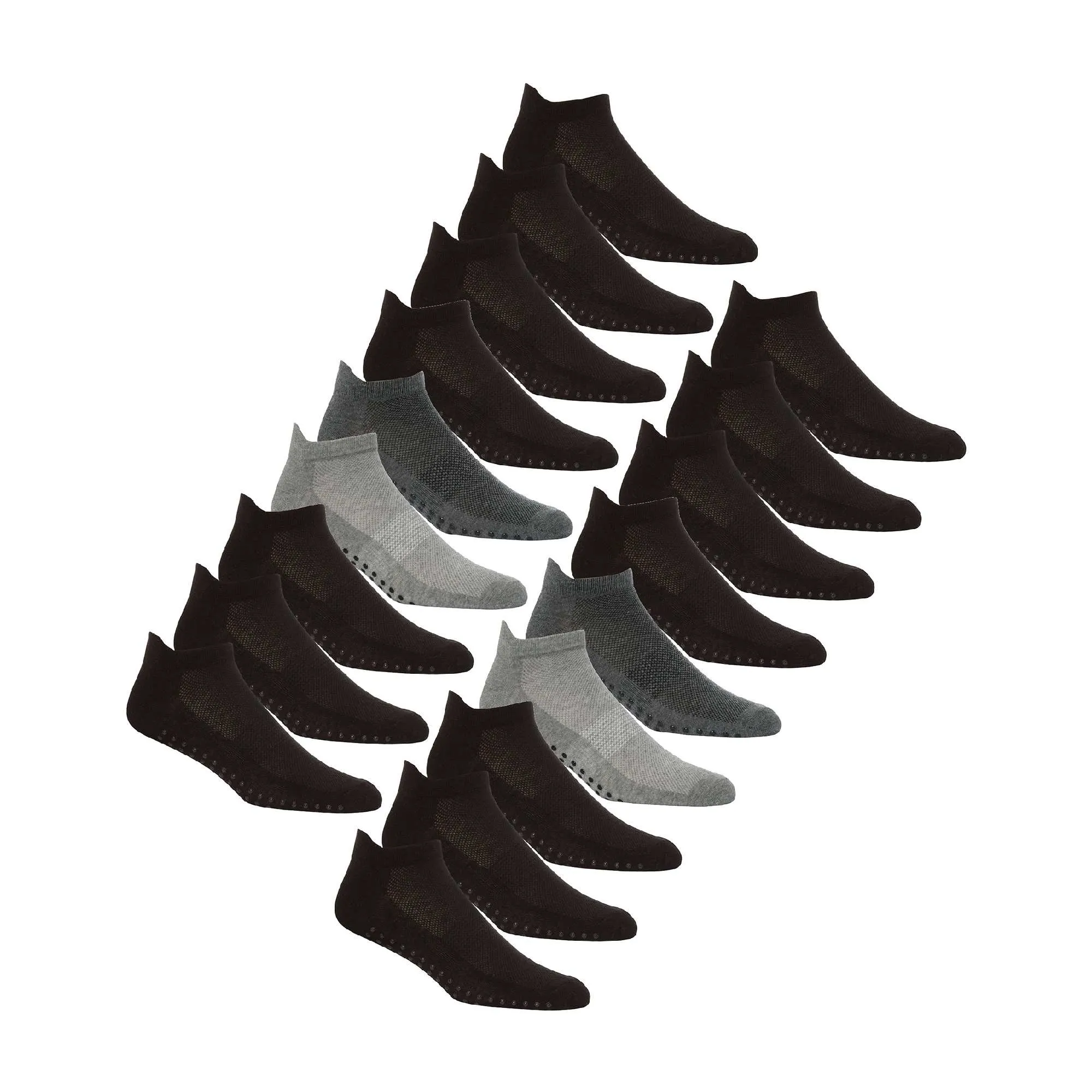 Mens Low Cut Trainer Gym Socks with Grips (Multipack Options)