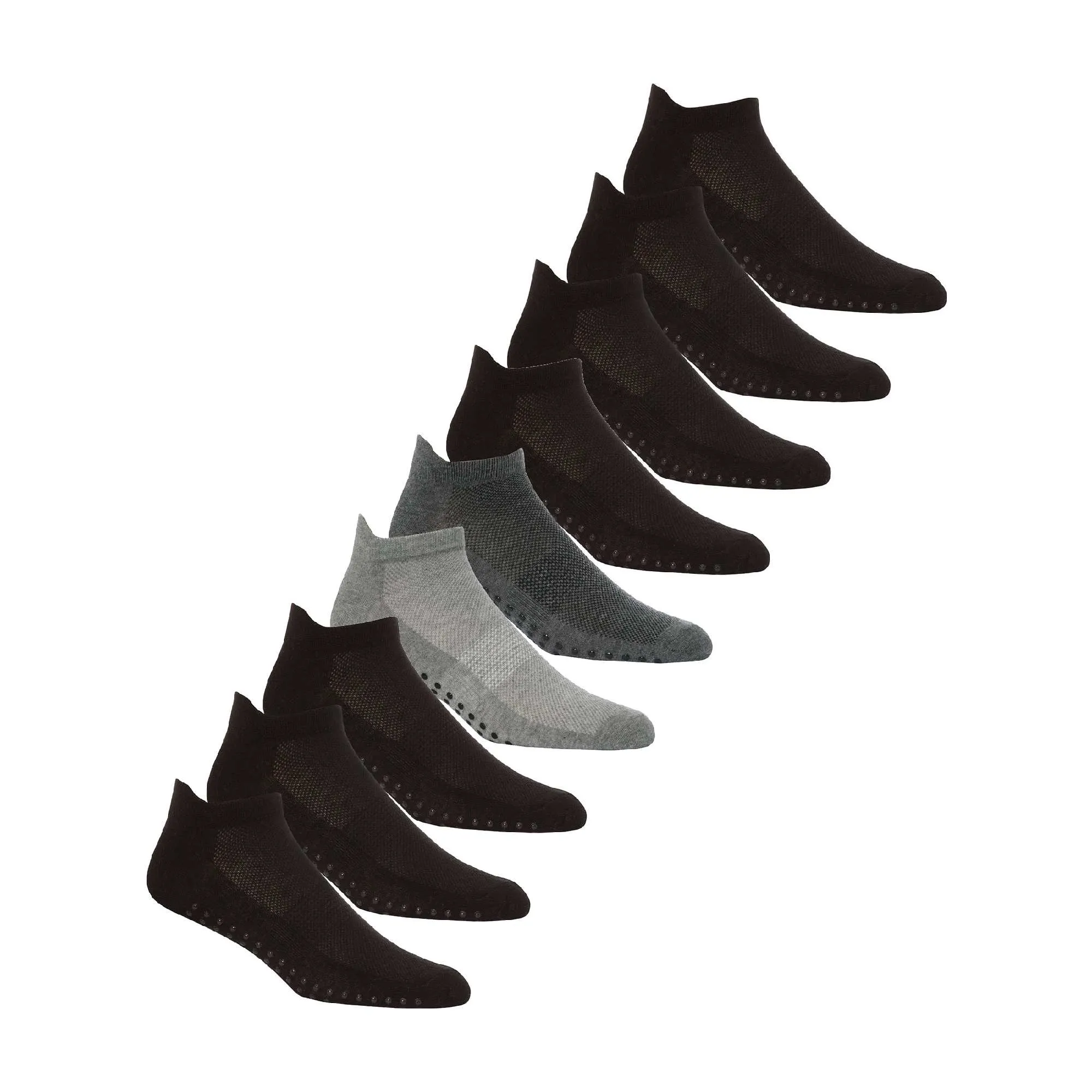 Mens Low Cut Trainer Gym Socks with Grips (Multipack Options)