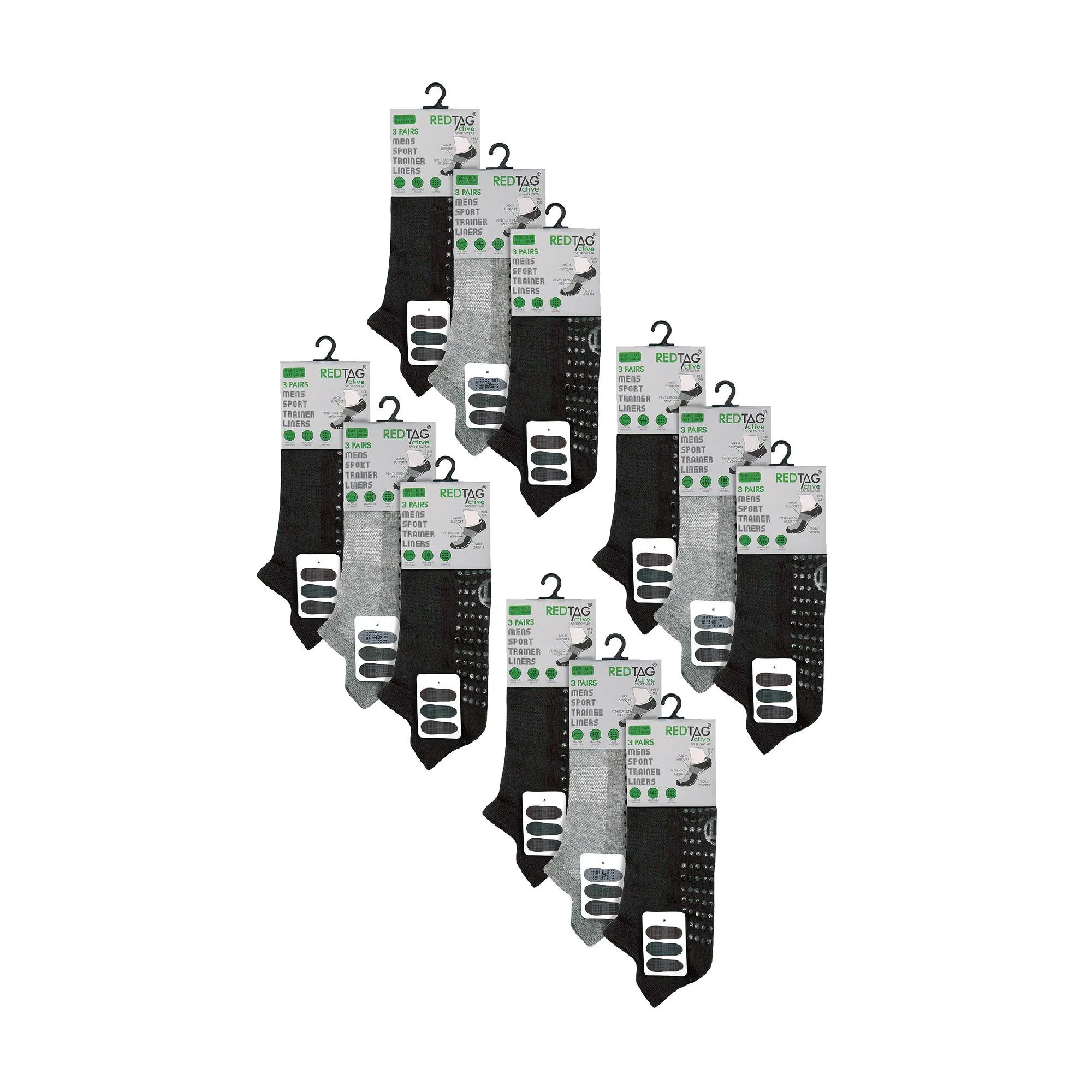 Mens Low Cut Trainer Gym Socks with Grips (Multipack Options)