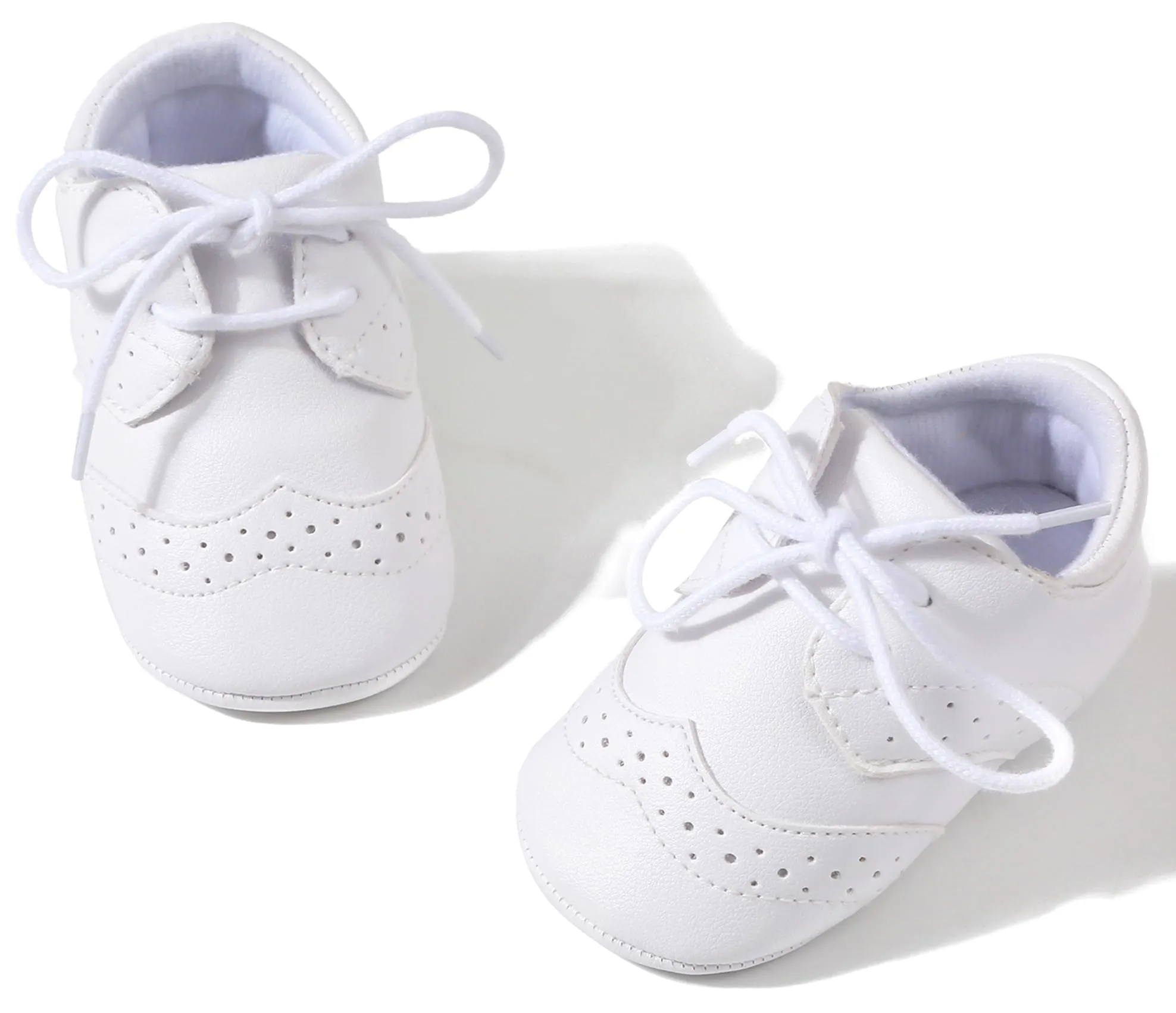 Methee Infant Baby Boys Girls Walking Shoes, Soft Sole Non-Slip First Walker Shoes Newborn Crib Shoes, Perfect for Baptism/Crawling/Wedding, White 0-6 Months Infant
