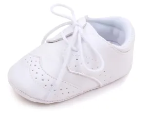 Methee Infant Baby Boys Girls Walking Shoes, Soft Sole Non-Slip First Walker Shoes Newborn Crib Shoes, Perfect for Baptism/Crawling/Wedding, White 0-6 Months Infant