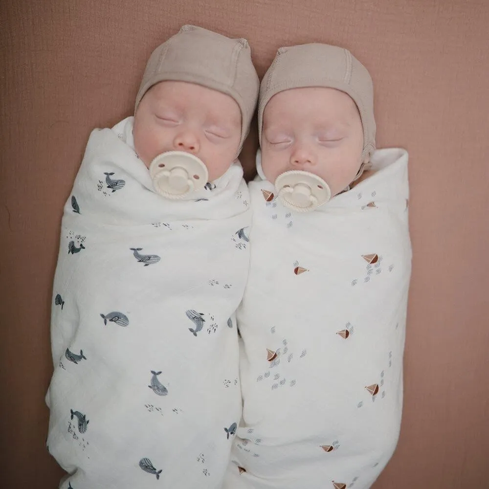 Mushie Boats Muslin Swaddle
