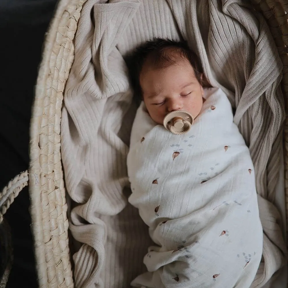 Mushie Boats Muslin Swaddle