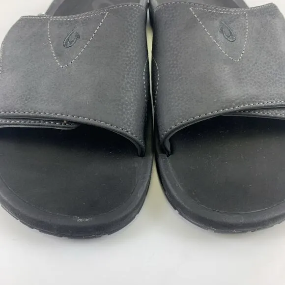 Olukai Nalu Slide Sandal Black Adjustable Water Friendly Comfort Grip Mens 11